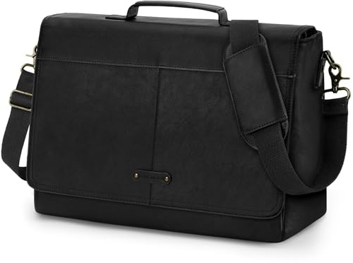 RAINSMORE Laptopväska 15,6 Tum för Herr - Vintage Portfölj & Arbetsväska för Herr i Läderlook, Vattenavvisande Messenger Bag för Kontor och Campus