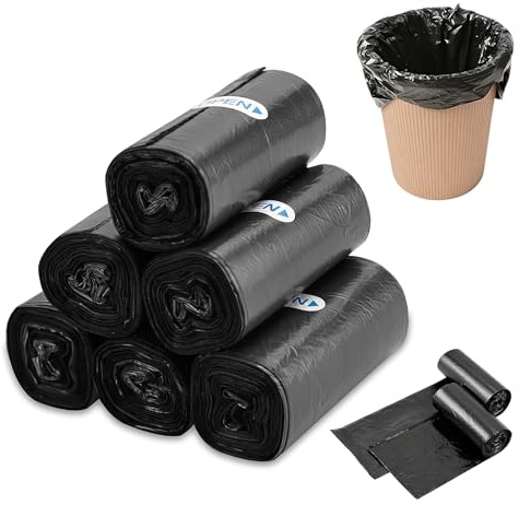Vexnaro Lot De 180 Petits sacs Poubelle de 3L, 30 * 35cm Mini Sacs Poubelle pour Mini Poubelle de Table, Salle de Bain, Bureau, Voiture, Salle d'Artisanat, Poubelle de Table (Noir*6)