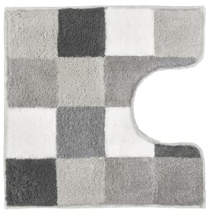 Kleine Wolke WC-Vorleger Caro Flanell 55 x 55 cm mit Ausschnitt | OEKO-TEX zertifiziert, rutschhemmende Unterseite, für Fußbodenheizung, maschinenwaschbar, 100% Polyacryl