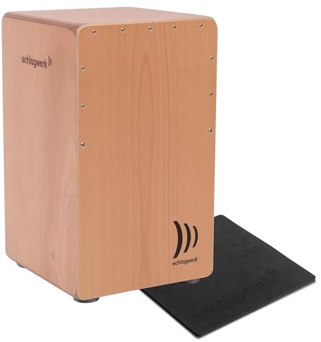 Schlagwerk CP4005 Cajon La Perù Buche - Korpus aus Gabun Holz - Durchsetzungsstark - stufenlos einstellbare Snare Saiten- Inklusive Sitzkissen - Made in Germany