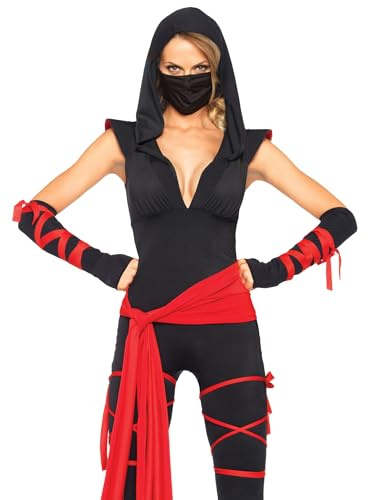 LEG AVENUE 85087 - 5TL. Tödliches Ninja Kostüm, Größe S, schwarz, Damen Karneval Fasching