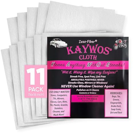 Kaywos Zezo-Fiber Microfiber Cleaning Cloths - Highly Absorbent Premium Towels for Cars, Kitchen, Glass, and Automotive Surfaces Soft Lint-Free Reusable Multipurpose Cleaning Rags,11 Pack