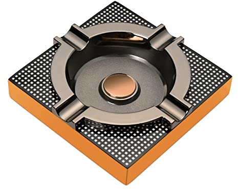 OILP Zigarren-Aschenbecher aus Metall für den Außenbereich, Zigarren-Aschenbecher für Terrasse/Zuhause, moderner Tisch, Zigarrenaschenbecher, Zigarrenzubehör, Geschenke für Männer (quadratisch,