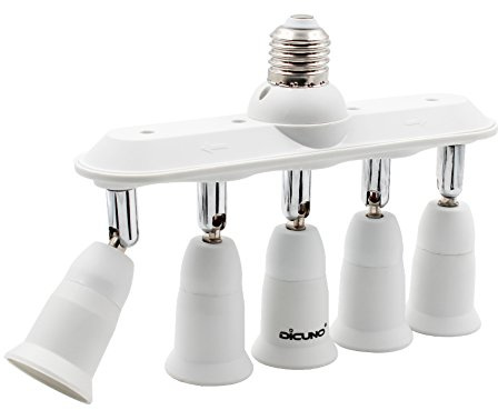 DiCUNO 5-in-1 E27 Lampenfassung Konverter, 360° einstellbar, 1er Pack | E27 Lampensockel, 100-240V, für Deckenleuchten, Werkstatt, Studio, Fotolicht, DIY-Beleuchtung, Lampenumbau, Lampenreparatur