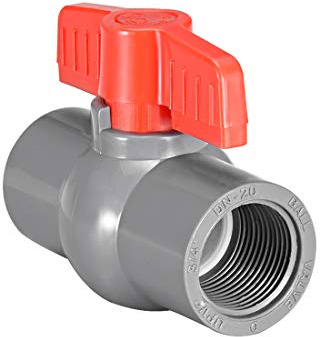 sourcing map Válvula De Bola Pvc Tubo De Suministro De Agua Extremos Roscados De 3/4 De Diámetro De Orificio Interior Gris Rojo