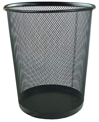 EliteKoopers Black Metal Mesh Waste Paper Bin For Home Office (1 Pcs)