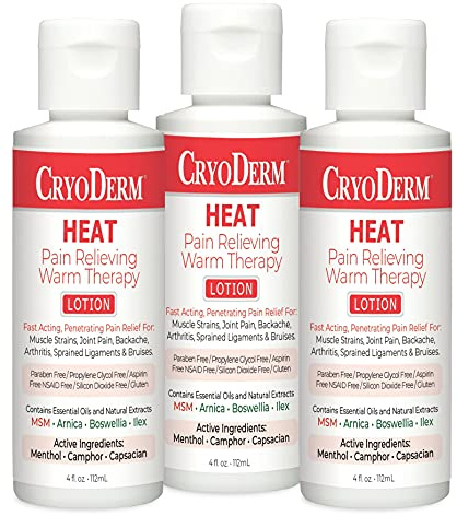 CryoDerm Heat Warming Lotion 4oz Pkg of 3