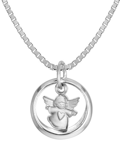 trendor Taufkette 925 Silber Taufring mit Engel 39446 | zauberhafter Taufschmuck für Mädchen, Jungen oder Mütter, tolle Geschenkidee zur Taufe, Silberschmuck