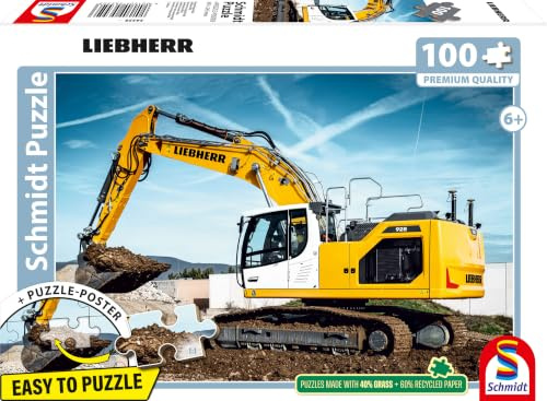 Schmidt 56550 Liebherr Raupenbagger R928 Kinderpuzzle, 100 Teile