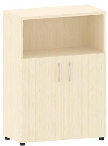 Aktenschrank-Regalkombination 3 Fächer á Ordnerhöhe mit 2 Regalböden 80x40x112cm | Aktenschrank mit Regal Ordnerschrank Schrank-Regal-Kombination eigene Fertigung (Ahorn)