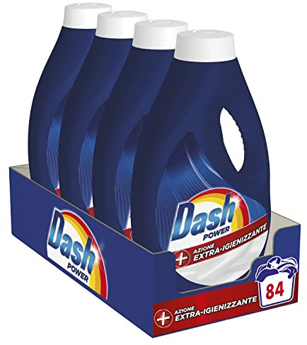 Dash Waschmittel für Flüssigwaschmaschine, 84 Waschgänge (4 x 21), extra desinfizierend, gründliche Reinigung gegen Schmutz und Bakterien