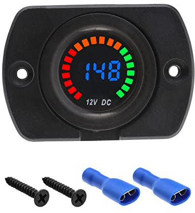 eMagTech LED 12 V Numérique Voltmètre Étanche Jauge de Tension Testeur de Batterie avec Lumière LED Panneau d'affichage Numérique pour Voiture Marine Moto Camion Bateau Camping-Car