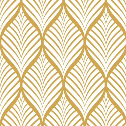 FENTIS Oro Striscia Carta da Parati Autoadesiva Carta a Contatto Plastica Adesiva Film Vinilico Stile Moderno Rimovibile Impermeabile Adesivo Murale Rotolo per Cucina Bagno 44,5x500cm