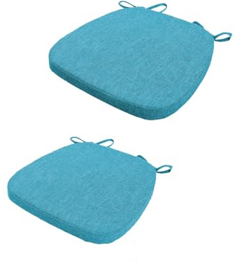 2er Set Stuhlkissen 40x38x3cm mit Bändern,Waschbare Sitzkissen Rutschfest,Stuhlauflage Stuhlpolster Sitzkissen,Abnembar Bezug Mit Reißverschluss,Ideal für Zuhause Büro Küche Esszimmer,Hellblau