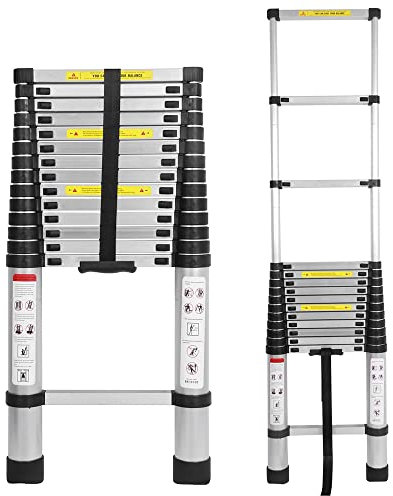 Scala Telescopica in Alluminio di 4.4M, Scala Antiscivolo Retrattile, Per Lavori di Giardino, Manutenzione de Tetto, Scaletta Diritta Pieghevole, Scala Multifunzionale, Capacità 150kg