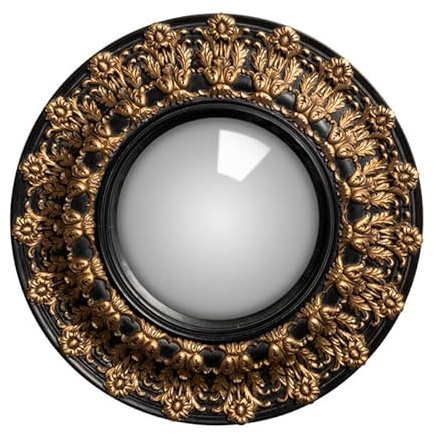 CHEHOMA Miroir Convexe Baroque Noir décor Doré 33cm