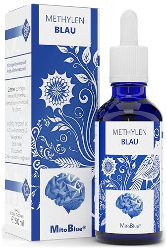 MitoBlue Premium Methylenblau Tropfen Pharmaqualität, Reinst USP, Made in Germany, Methylenblau Pharmazeutische Qualität 50ml, hochwertige 1% Lösung in Deutschland produziert & laborgeprüft