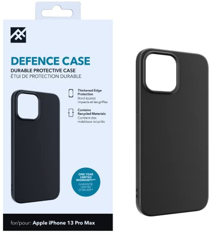 ZAGG iFrogz Defence Protective Case Compatible with iPhone 13 Pro Max, Durable, Snap On, Smudge Resistant, Slim, Recycled, Black