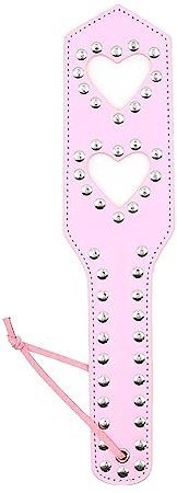 JIHUOO PU Leather Paddle Horse Riding Crop Whip Horse Jump Bat Equestrian Crops with Airflow Holes Couples Games for Adults Pink