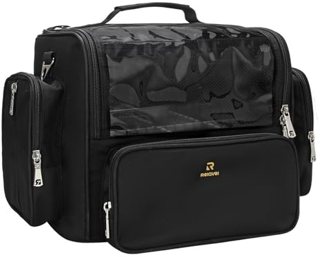 Relavel Black Make-up Pinsel Tasche - Extra Große Kapazität Reise Kosmetische Organizer mit Justierbaren Teilern für Professionelle Künstler