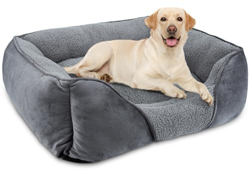 FURTIME Hundebett Mittelgroße Hunde, Hundekorb Waschbar Flauschig, rutschfeste Hundekörbchen, Anti-Angst Hundebetten für Mittelgroße und Grosse Hunde, 76x61x23cm