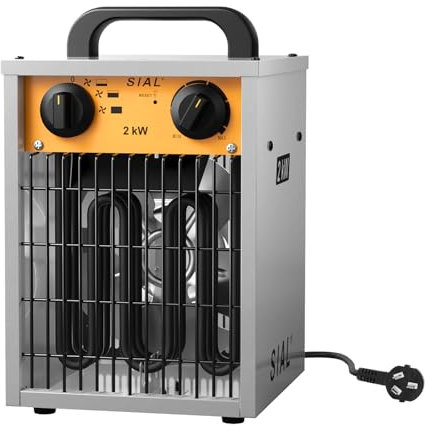 SIAL Industrial Electric Heater 2000W Fan Space Heaters Adjustable Thermostat & Overheating Protection（Silver）