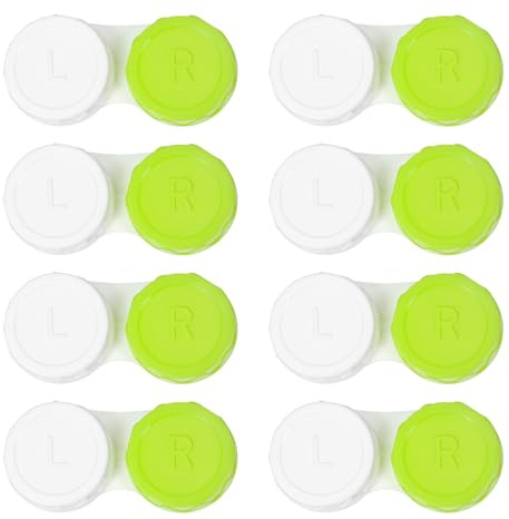 Dhoptical 8 Pack Green Contact Lens Cases,Outdoor Portable Mini Contact Lens Kit,Perfect for Travel & Everyday Use
