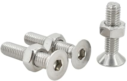 M4 M5 M6 M8 M10 Flache Sechskantschraube und Mutternsatz Edelstahl Sechskantschraube Senkkopf Motorverkleidungsschraube Schrauben Muttern(55MM (5SET)_M4)