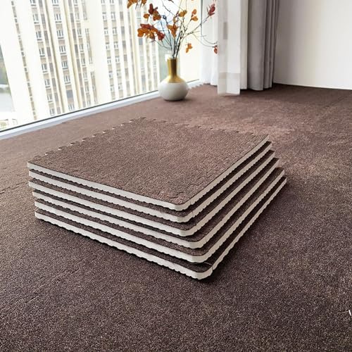 XAoSCd 64 Pcs Interlocking Carpet Tiles,Puzzle Foam Floor Mat,Exercise Equipment Mats,Protective Flooring Mat,Play Mat,11.8 Inch (Coffee)