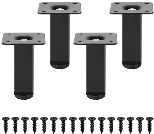 4 STK Möbelfüße Verstellbare Füße für Möbelfuß Schwarz, Höhe 80 mm Möbelbeine Stellfüße, Möbelfüsse Höhenverstellbar 0-15cm, Metall Schrankfüße Schrankfüsse für Sockelfuß Sockelfüße Sofa Tischfuß