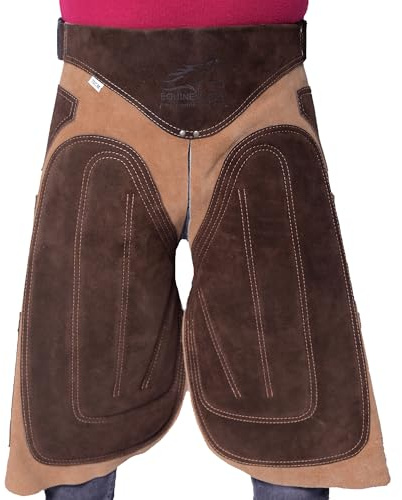 Equine Care Farrier Schürze Chaps - Rindsleder, Schaumstoff gepolsterte Oberschenkel- und Rückenstütze, verstellbare Taille, Werkzeugtaschen, magnetische Nagelhalter (59 cm)