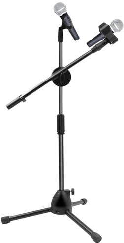 Missmisq Verstellbarer Tisch Mikrofonständer, Mikrofonständer Boden, Mikrofonstativ Mit Galgen, Höhe Und Winkel Einstellbar, Dreibein Schwenkarm, Mikrofon Halterung, Für Bühnentreffen, Schwarz, Metall