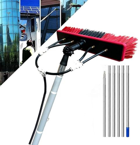 WANGYYDS Fensterreinigungs-Teleskopstange, 5-12m Teleskopstange Mit Interner Wasserspender Und Bürste, Universal Waschbürste Universal Waschbürste Pv-Anlage,55cmHeadSliver-8m/26.25in