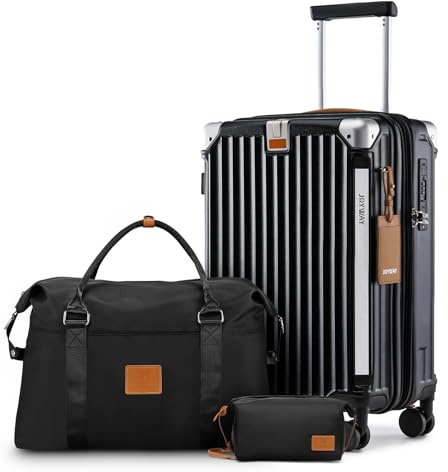 Joyway Set de 3 Valises 20'', Ensemble Bagages Rigide en ABS+PP, Capacité Extensible 25%, avec Porte-Gobelets, Roues Antiglisse à 360° y Serrure TSA Idéal pour Les Courts Trajets