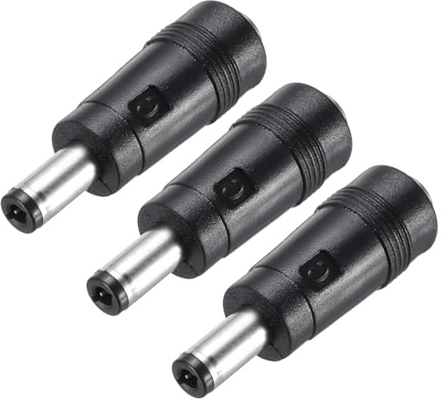 sourcing map 3 Pcs DC Power Adapter,Straight Female 5.5mm x 2.1mm to Male 5.5mm x 2.5mm Plug Tips Black with 1.57 Inch Wire for External Power Source