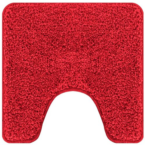 vidaXL Tappeto Antiscivolo per Bagno con Taglio per Toilette Rosso, Tappeto Antiscivolo per Il Bagno, Morbido, Assorbente, Pratico per Toilette, Accessorio Indoor Senza Stress