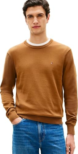 Tommy Hilfiger Jersey Hombre Essential Cotton con Cuello Redondo, Marrón (Highland Khaki), S