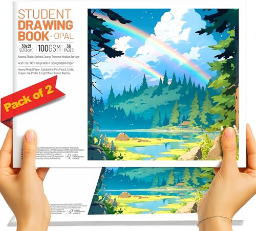 Cuaderno de bocetos A4 para artistas (paquete de 2) – 36 páginas (18 hojas) | Papel de cartucho premium de 100 g/m² | Bloc de dibujo y pintura para niños, estudiantes y profesionales | Diario de arte