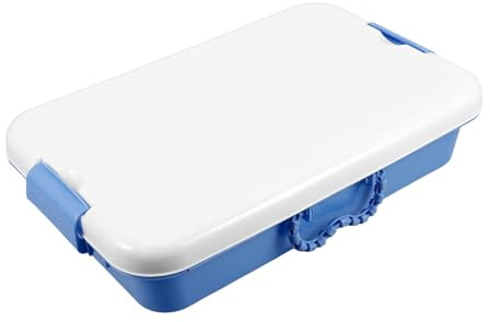 BESPORTBLE Portable Sandbox with Lid and Handle Large Capacity Multi Use Sand Tray and Craft Storage Box for Outdoor Play Handheld Organizer in Dark Blue