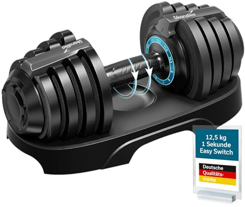 Skandika Hanteln Paino | Hantel verstellbar, Hantel Set, 1,5 bis 24 kg Gewichte, Kurzhanteln, Langhantel, Kettlebell, Hantelset, Dumbbells, Hantelscheiben | Verstellbare Hanteln für Zuhause, Gym