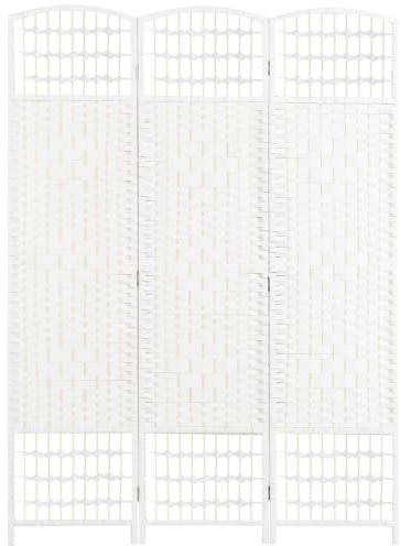 HOMCOM Holzparavent 120 x 170 cm, faltbarer Raumteiler, 3 Paneele, Trennwand für Schlafzimmer, Wohnraum, weiß