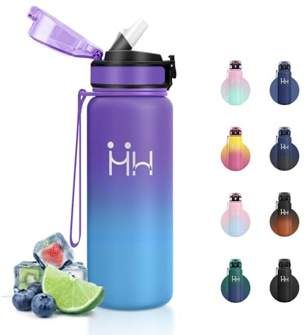 JAPORIA Borraccia Termica 750ml, Borraccia Acciaio Inox con Cannuccia e Doppia Parete, senza BPA, Bottiglia Acqua a Prova di Perdite, Borracce Termiche per Scuola, Gimnasio, Sport, Adulto, Campeggio