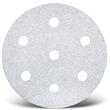 MENZER White Dischi abrasivi a gancio e anello, 90 mm, 7 fori, p. Levigatrici rotorbitali, Corindone normale (50 Pz.) G80