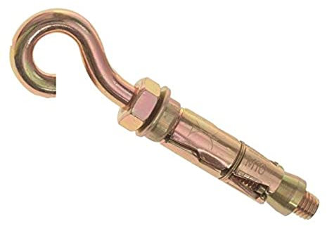 Merriway BH03969 (2 Pcs) YZP 8.8 Steel Hook Bolt with Shield Anchor, M6 x 56 mm - Pack of 2 Pieces