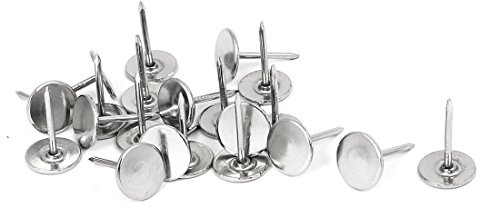 sourcing map 20Stk.Polsternagel 11mm Kopfdurchmesser 17mm Metall Runde Reißzwecke Silber