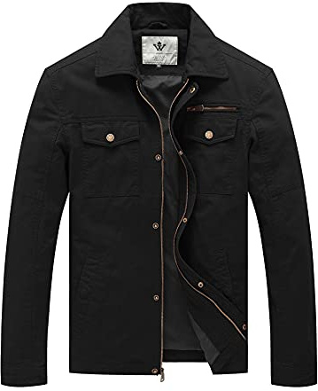 WenVen Giacca da Uomo Corta Outdoor Bavero Antivento Cappotto con Zip | Leggera,Multitasche, Classica,Colletto Alto, Giacca in Cotone Uomo, Giacca Militare Uomo, Mezza Stagione,Lavoro,Escursionismo