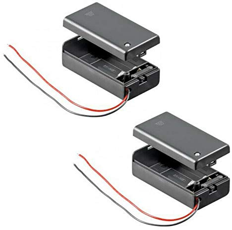 PerfectHD Batteriehalter - 1 x 9V - mit EIN- und Ausschalter - 2 Stück in einem Set - schwarz