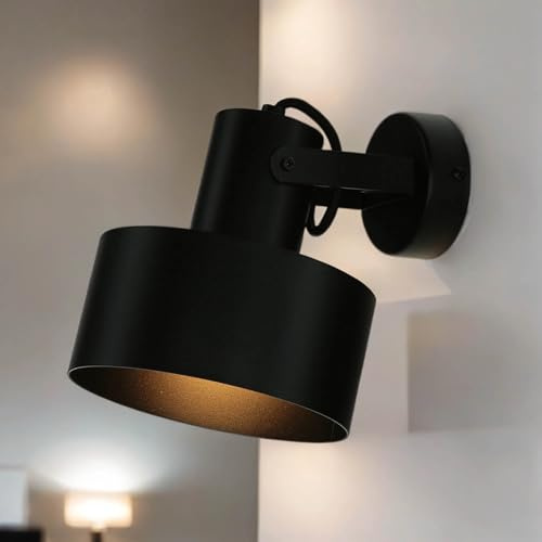 Spotlight väggspot inomhus stål svart E27 industriell stil rörlig skärm hall vardagsrum vägglampa vägglampa vridbar