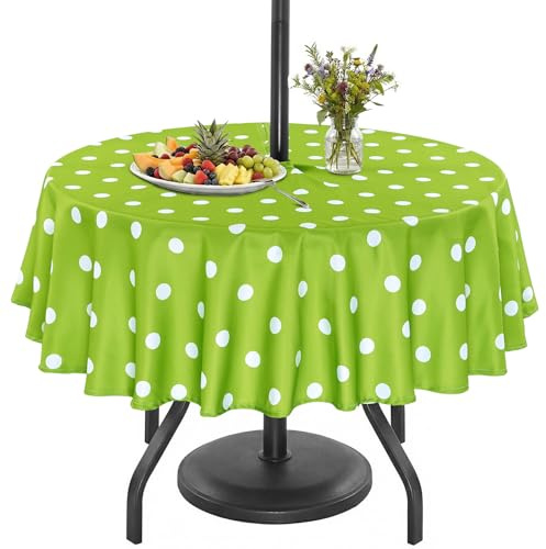 Eternal Beauty Nappe ronde résistante aux éclaboussures pour intérieur et extérieur avec trou de parapluie et fermeture éclair pour terrasse, fête dans le jardin et barbecue (152,4 cm)