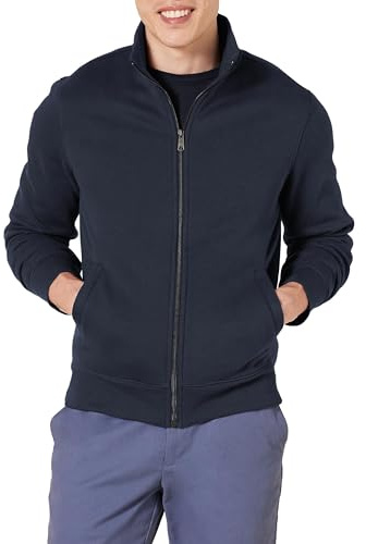 Amazon Essentials Sudadera de Forro Polar con Cremallera y Cuello Semicisne, Corte Estándar y Peso Medio Hombre, Azul Marino, XL